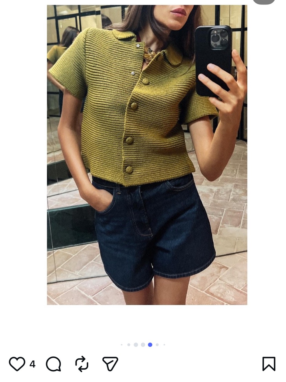 Zara Lime Green Ribbed Short-Sleeve Button Cardigan - Picture 6 of 6
